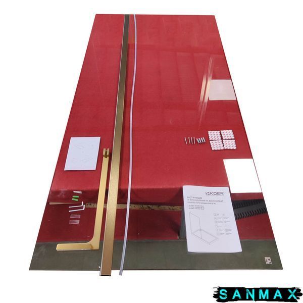 Душова перегородка Koer SR SP02-100x200-TR-12 Walk-In проз.скло Easy Clean 8мм, Матове Золото (KR5396) KR5396 фото