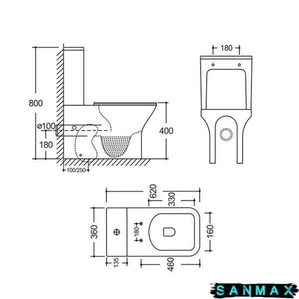 Бачок до унітазу-компакту Mixxus Style-0403-R Tank 620х360х800 зі зливною арматурою (MI8331) MI8331 фото