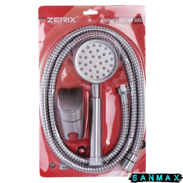 Душовий набір (шланг+лійка+кронштейн) Zerix Shower Set-04 Нерж Блістер (ZX3099) ZX3099 фото