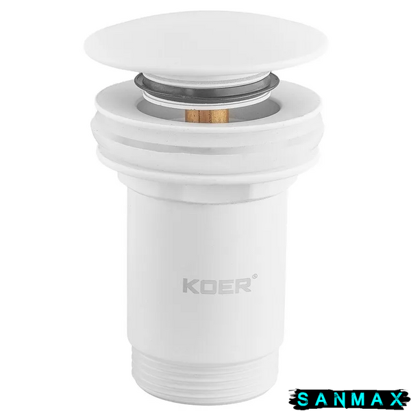 Донний клапан для умивальника з переливом Koer PW-07-03 Білий (KR5783) KR5783 фото