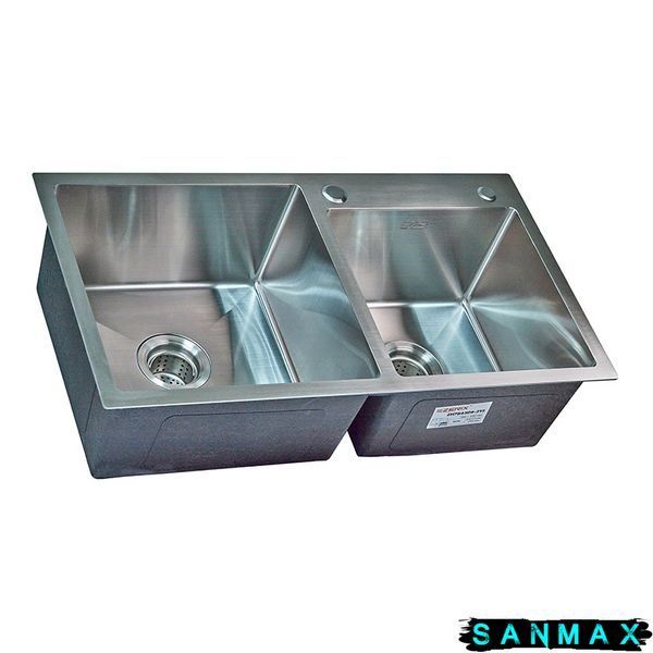 Кухонна інтегрована мийка Zerix ZH7843DS-215 (3.0/1.0) Satin з диспенсером та сушаркою для посуду (ZM5570) ZM5570 фото