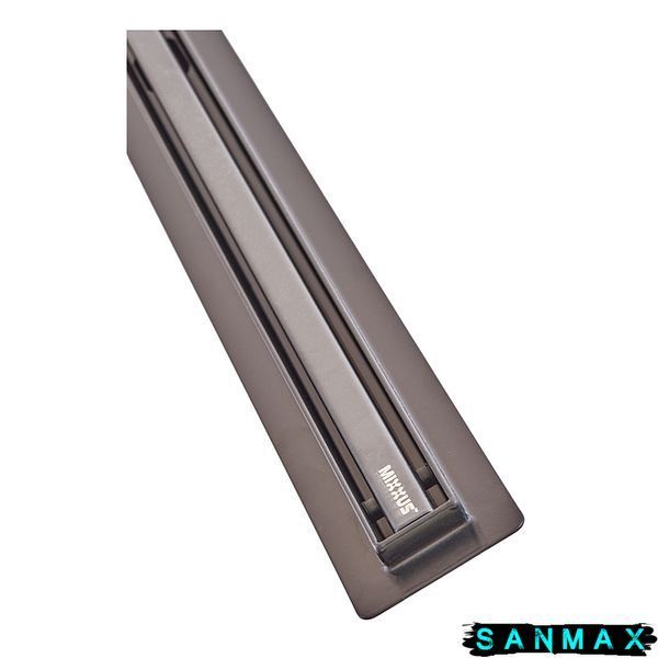 Душовий лінійний трап Mixxus Drain-05-80-Slim Чорний 30x800 із нержавіючої сталі (MI6171) MI6171 фото