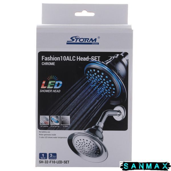 Лійка стельова для душу Storm Led Sh-32-F10-Led-Set Підсвітка Хром (ST0020) ST0020 фото