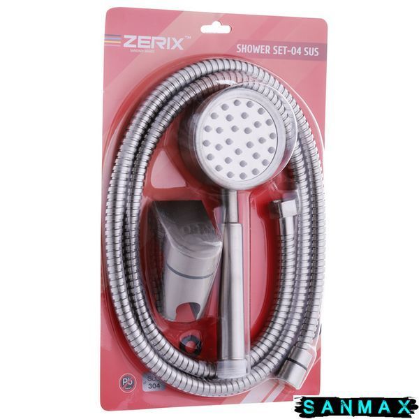 Душовий набір (шланг+лійка+кронштейн) Zerix Shower Set-04 Нерж Блістер (ZX3099) ZX3099 фото