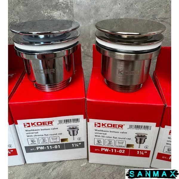 Донний клапан для умивальника універсальний Koer PW-11-01 Хром (KR5790) KR5790 фото
