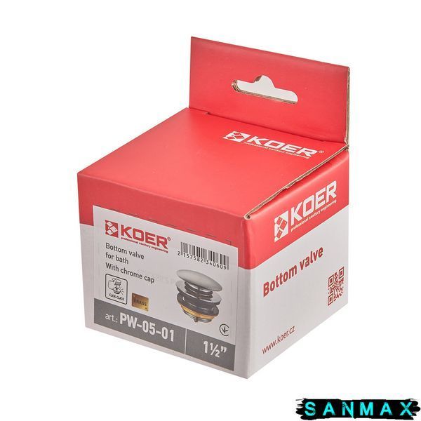 Донний клапан для ванни Koer PW-05-01 1 1/2 Хром (KR3406) KR3406 фото
