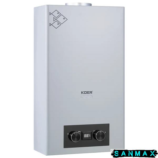 Газова колонка Koer KWH.G0110 Gray димохідна 10 л/хв, Сіра (KR5555) KR5555 фото