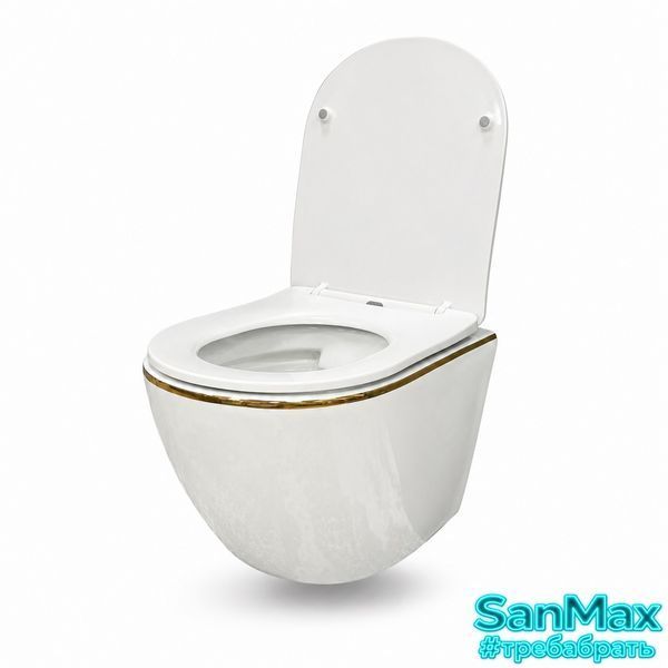 Підвісний унітаз VBI VULCANO WHITE GOLD EDGE VBI-020402 фото