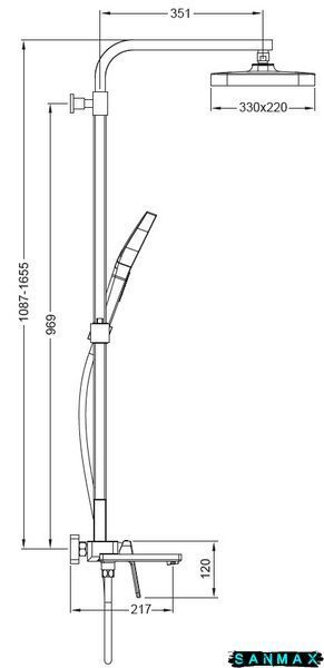 Душова система зі змішувачем Koer KB-56031-07, 3 функції Графіт (KR5440) KR5440 фото
