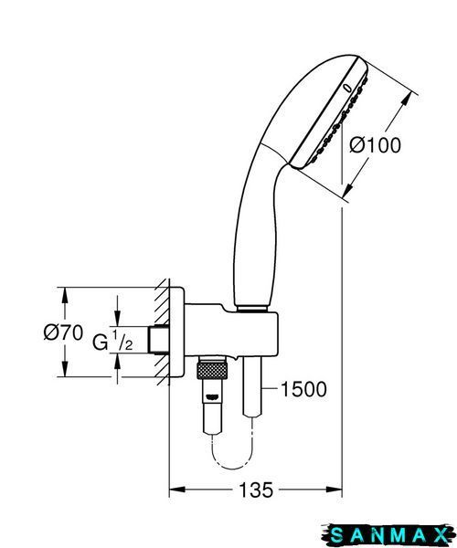 Душовий набір з тримачем для прихованого монтажу Grohe New Tempesta Classic (26406001) 26406001 фото