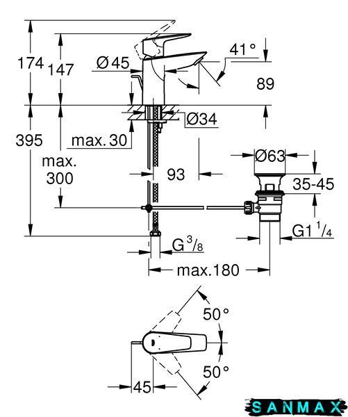Змішувач для умивальника S-розміру Grohe BauEdge New (23328001) 23328001 фото