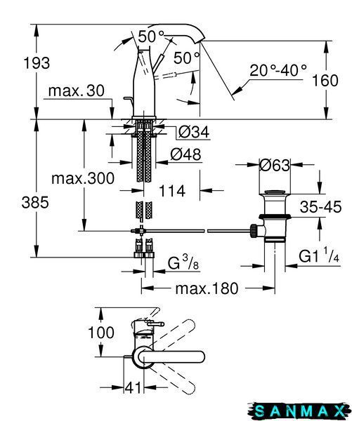 Змішувач для умивальника M-розміру Grohe Essence New (24173001) 24173001 фото