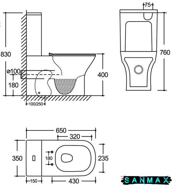 Бачок до унітазу-компакту Mixxus Style-0404-T3 Tank 650x350x830 зі зливною арматурою (MI8330) MI8330 фото
