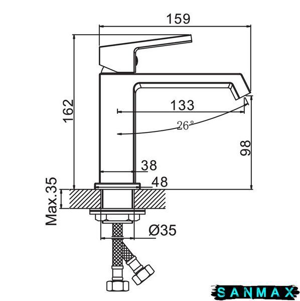 Змішувач для умивальника на шпильці Haiba Gaudi 001 Хром (HB9581) HB9581 фото