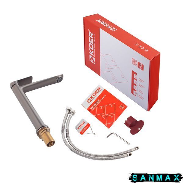 Змішувач для умивальника Koer KB-11028-07 Високий Графіт (KR5296) KR5296 фото