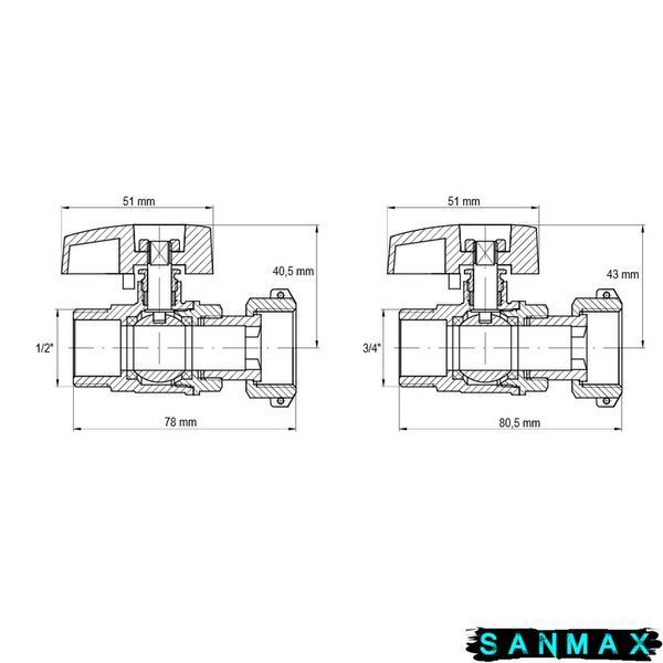 Комплект кранів для підключення газового котла прямий Ker KR.1323 (KR3125) KR3125 фото