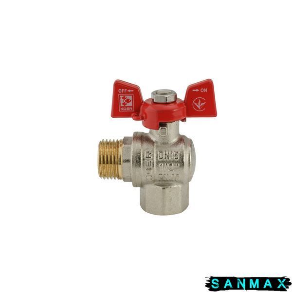 Кран кульовий 1/2 БГШ Вода Koer KR.208 КУТОВИЙ Червоний метелик (KR2805) KR2805 фото
