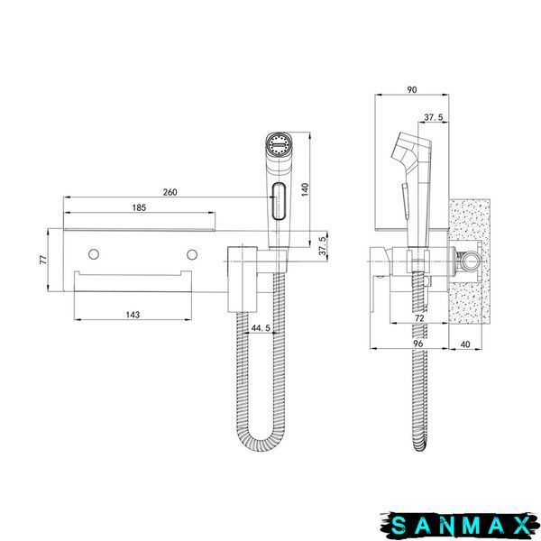 Змішувач для гігієнічного душу Mixxus Premium MARK 069 з тримачем для туалетного паперу (MI6786) MI6786 фото