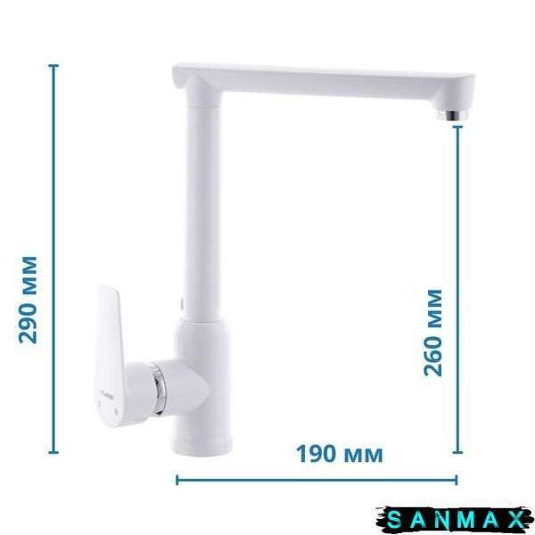 Змішувач для кухні на гайці Plamix Mario-017 (без підводки) Білий (PM0557) PM0557 фото