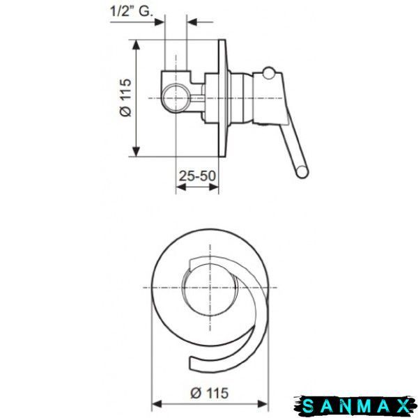Змішувач Emmevi Twist для душу скритий хр-мат CS6609 CS6609 фото