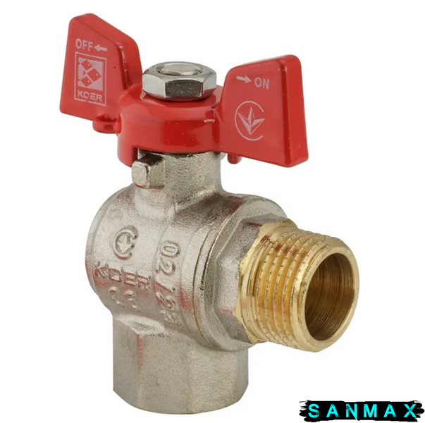 Кран кульовий 1/2 БГШ Вода Koer KR.208 КУТОВИЙ Червоний метелик (KR2805) KR2805 фото
