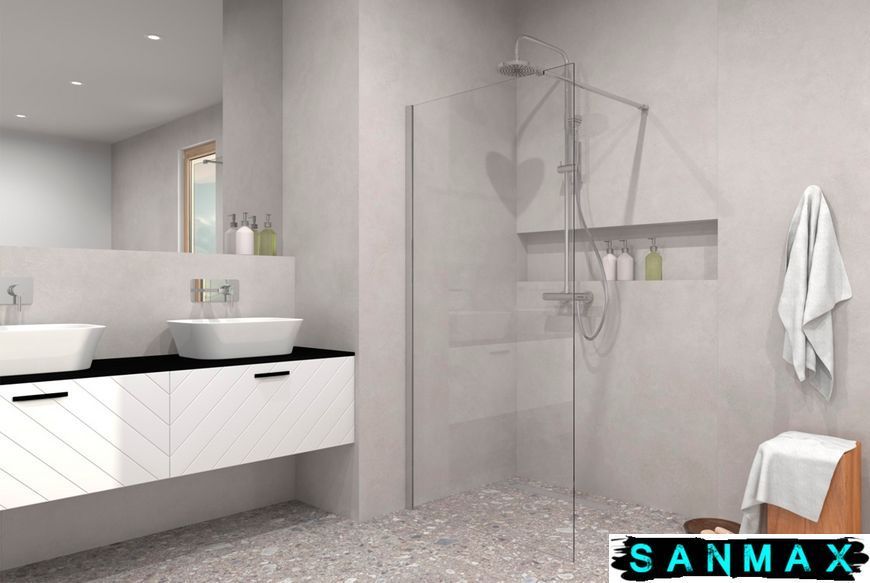Кабіна walk in Besco Eco-N 90x195 скло прозоре, тримачі хромовані 120 см EN-90-195C фото