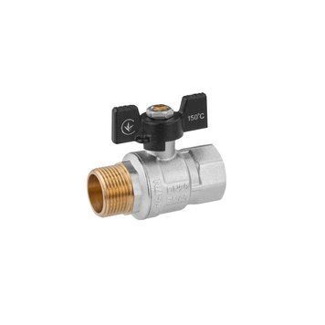 Кран кульовий Kroner 3/4" ВЗ PN40 метелик, нікельований CV033210 фото