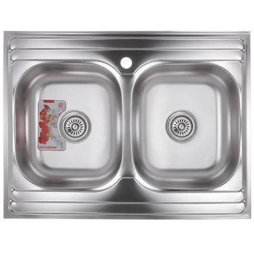 Мийка кухонна накладна подвійна Zerix Z8060B-08-180MD Double (micro decor) (ZS0611) ZS0611 фото