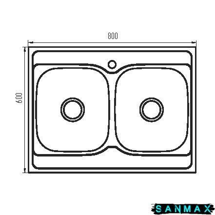 Мийка кухонна накладна подвійна Zerix Z8060B-08-180MD Double (micro decor) (ZS0611) ZS0611 фото