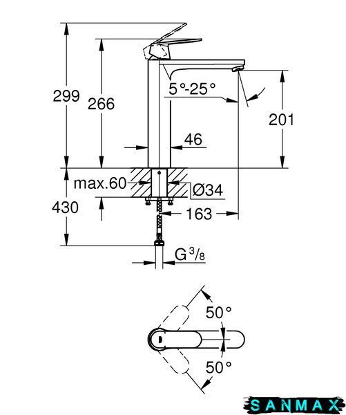 Змішувач на стільницю для умивальника XL-розміру Grohe Eurosmart Cosmopolitan (23921000) 23921000 фото