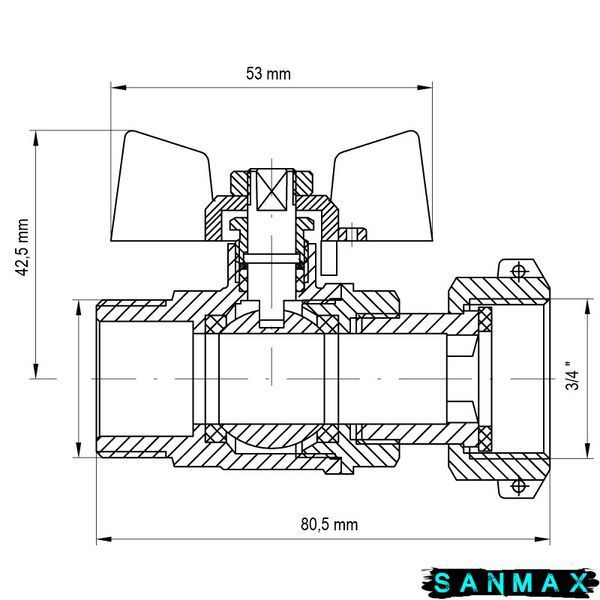 Кран прямий з накидною гайкою 3/4 ВЗ Вода Koer KR.220 (KR0165) KR0165 фото
