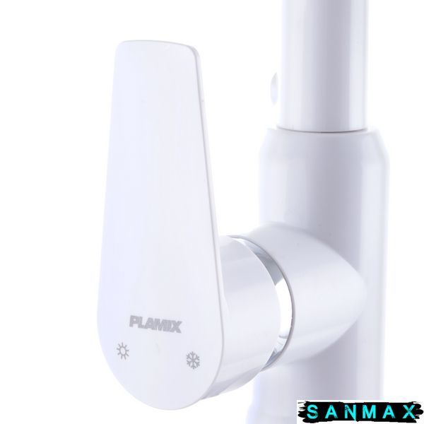 Змішувач для кухні на гайці Plamix Mario-017 (з підведенням) Білий (PM0608) PM0608 фото