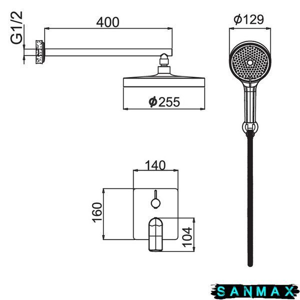 Вбудована душова система Haiba Bolero 003 Хром (HB9640) HB9640 фото