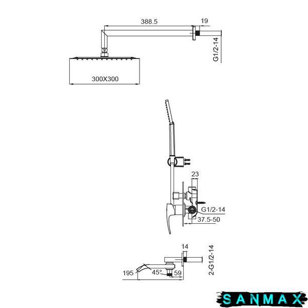 Вбудована душова система Koer KB-66007-05 Чорна (KR3465) KR3465 фото