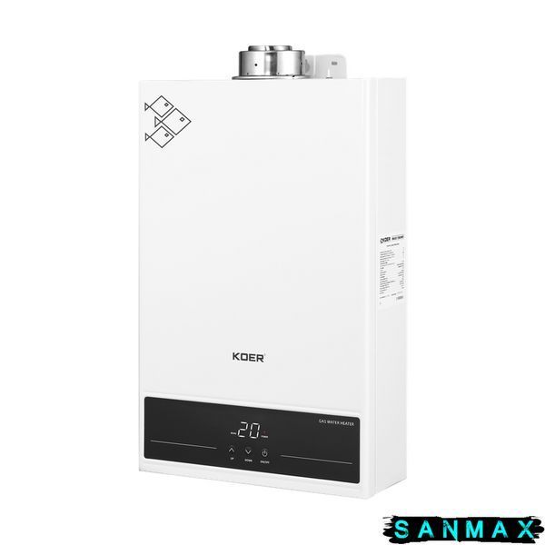 Газова колонка турбована Koer KWH.G0312 Turbo Білий 12 л/хв, Біла (KR5557) KR5557 фото