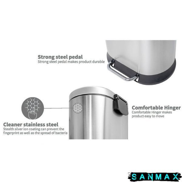 Відро для сміття з плавним закриттям овальне Mixxus Premium Strong-TC0105 SS Color 5л колір наржавійка (MI7080) MI7080 фото