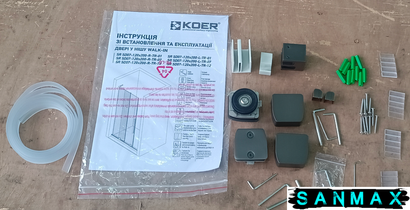 Двері у нішу Walk-In розсувні Koer SR SD07-120x200-L-TR-07 прозоре скло Easy Clean 8мм Графіт (KR5688) KR5688 фото