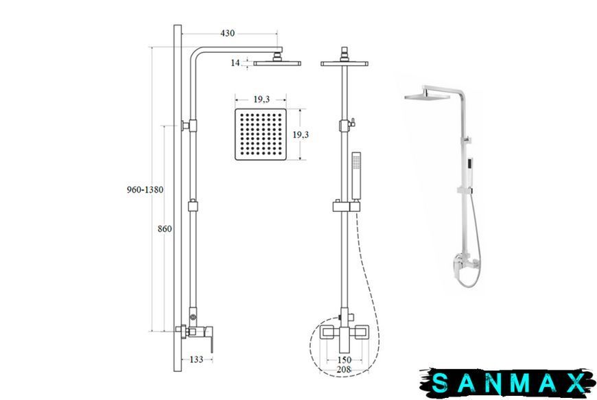 Душова система Besco Modern / Varium Хром BP-MVN-CH фото