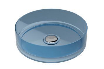 Умивальник на стільницю Besco Enya Blue Wave 36х36 клік-клак хром #UME-36-BWC фото