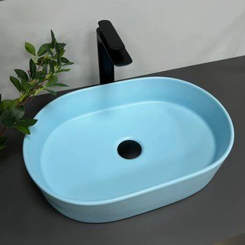 Умивальник накладний Vbi Verona 50 Блакитний Матовий VBI-011321 фото