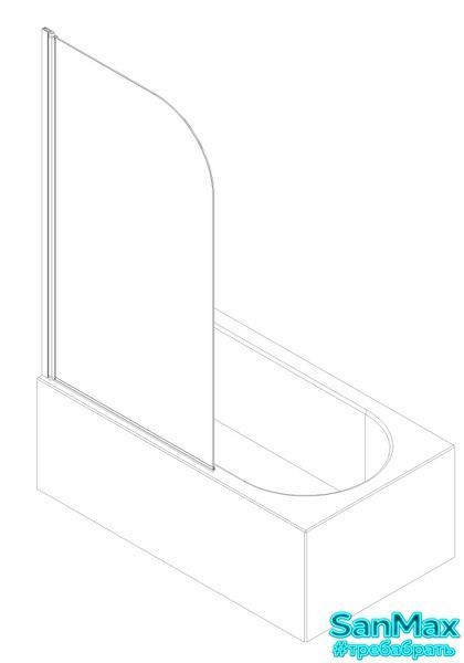 Шторки скляні на ванну Koer SR BS01-80x140-TR-01 прозоре скло 6мм, хром (KR5400) KR5400 фото