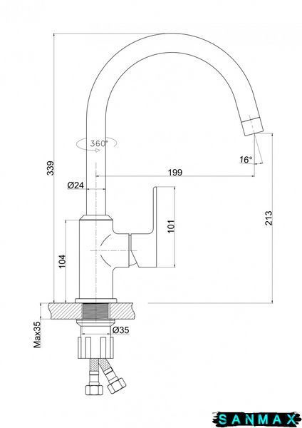 Змішувач для кухні Perla Elis хром PSH502 (Чехія) PSH502 фото