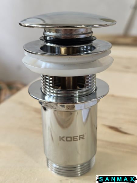 Донний клапан для умивальника з переливом Koer PW-07-01 Хром (KR5782) KR5782 фото