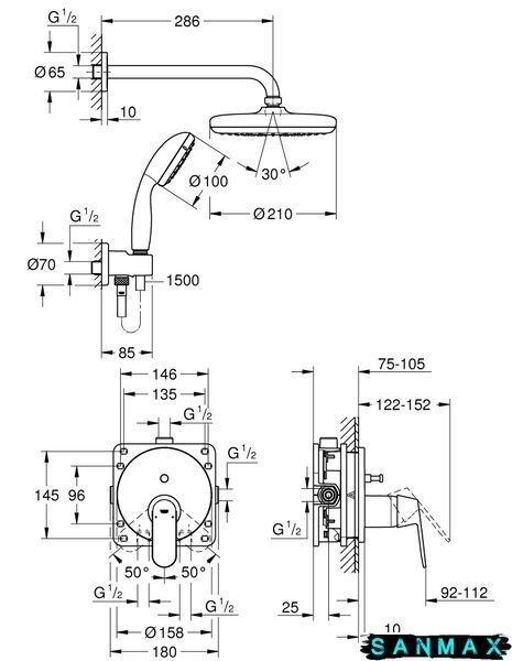 Вбудована душова система зі змішувачем Grohe Eurosmart Cosmopolitan (25219001) 25219001 фото
