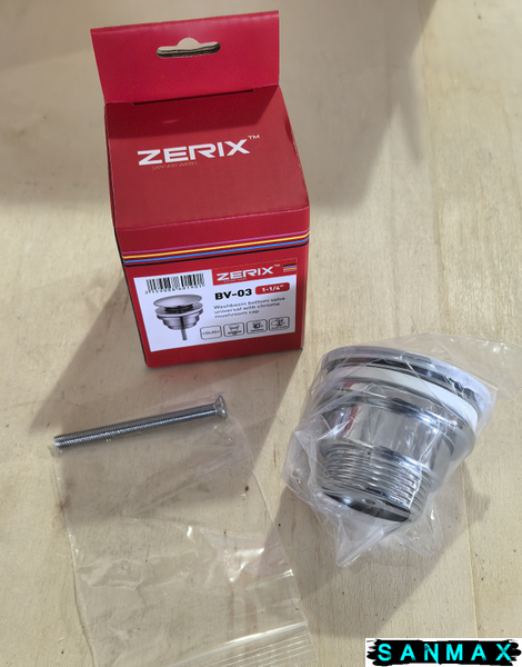 Донний клапан для умивальника універсальний Zerix BV-03 Хром (ZX6019) ZX6019 фото