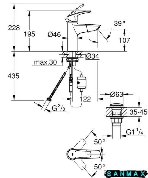 Змішувач для умивальника з висувним виливом Grohe Eurosmart New (23976003) 23976003 фото