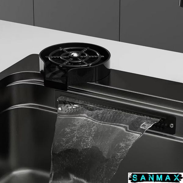 Кухонна інтегрована мийка Zerix ZH7548-Set-03 Nano-Чорний з вбудованим змішувачем (ZM5577) ZM5577 фото