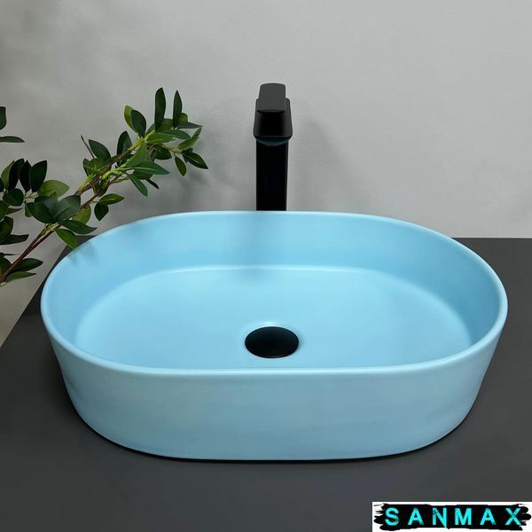 Умивальник накладний Vbi Verona 50 Блакитний Матовий VBI-011321 фото