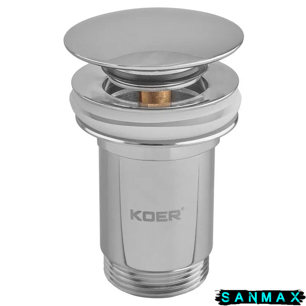 Донний клапан для умивальника з переливом Koer PW-07-01 Хром (KR5782) KR5782 фото