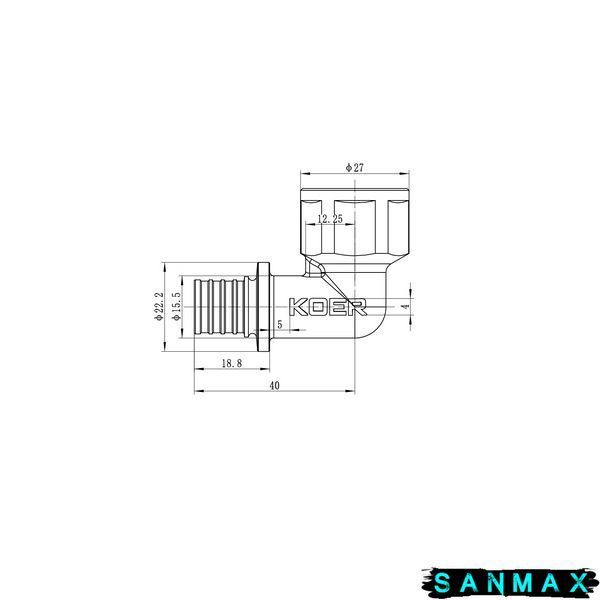 Кутник перехідний з ВР Koer KA.L06F-16 - 16(2.2mm) x 1/2"F (KR4876) KR4876 фото